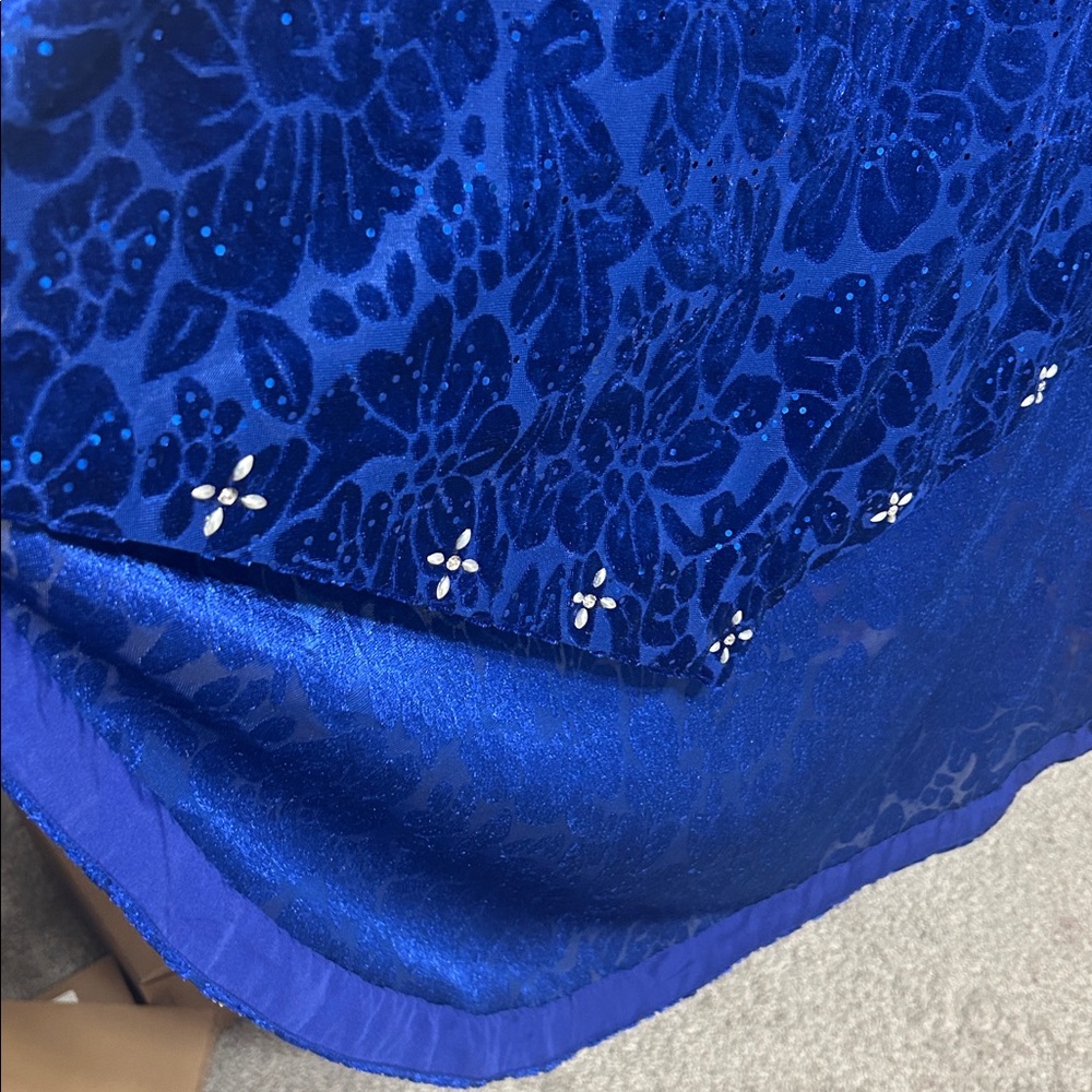 Kurta royal Blue velvet tunic top pearl silver embellishments. Size S pre owned - Picture 7 of 16